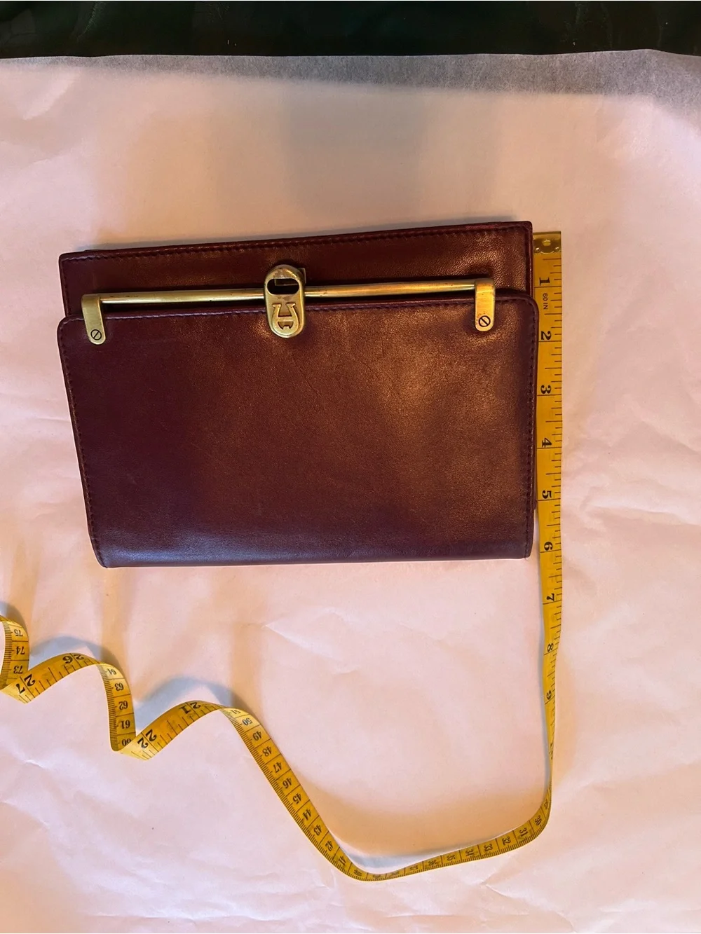 vintage Etienne Aigner clutch, 1970’s oxblood/burgundy leather